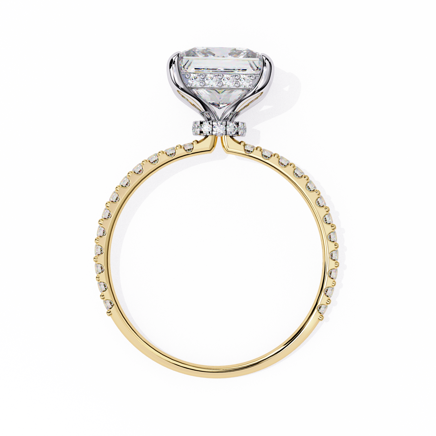 Princess Edge – Lab Diamond Ring with Tiered Accent Band in 14K Gold
