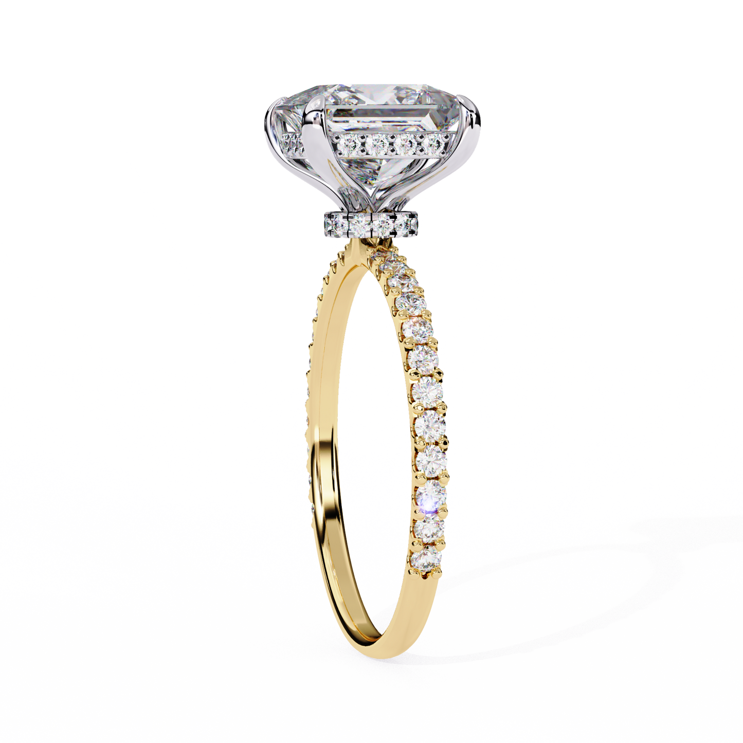 Princess Edge – Lab Diamond Ring with Tiered Accent Band in 14K Gold