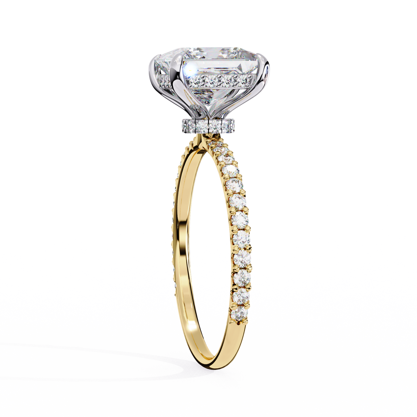 Princess Edge – Lab Diamond Ring with Tiered Accent Band in 14K Gold