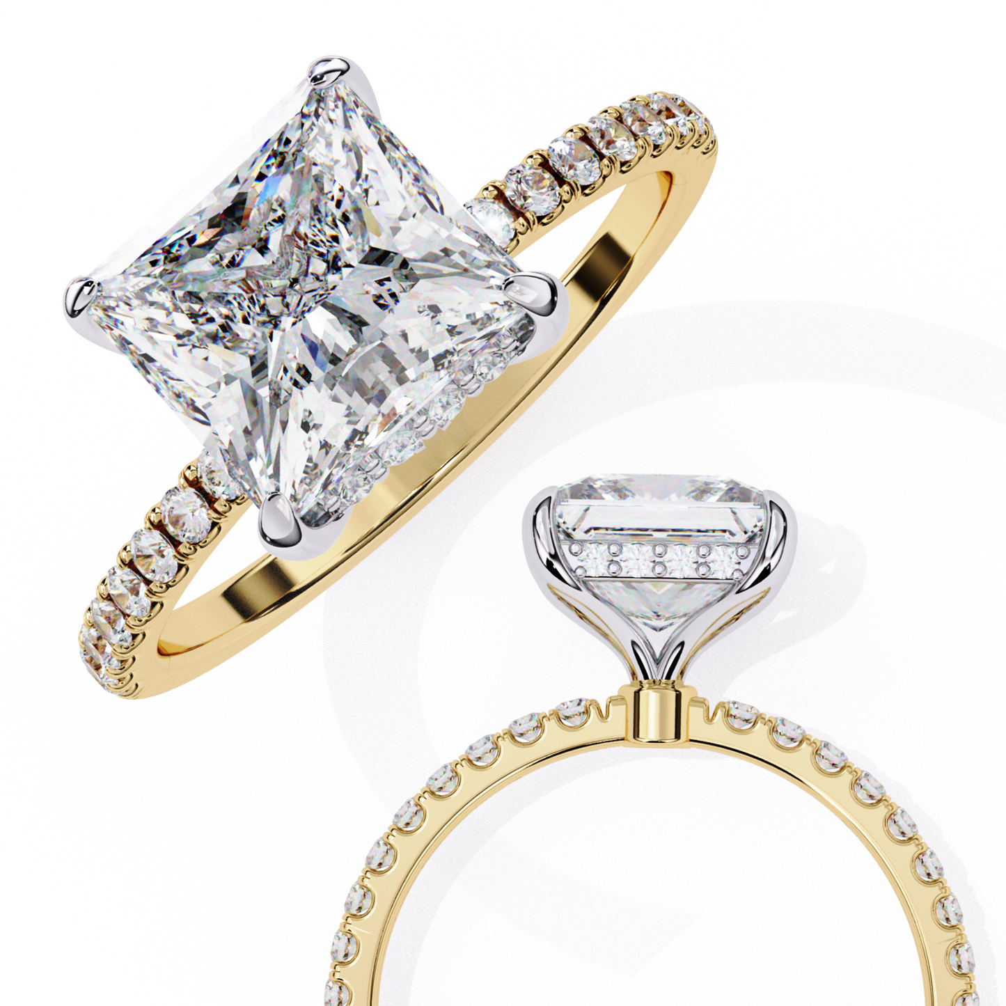 Geometric Taper – Princess & Round Lab Diamond Band in 14K Gold