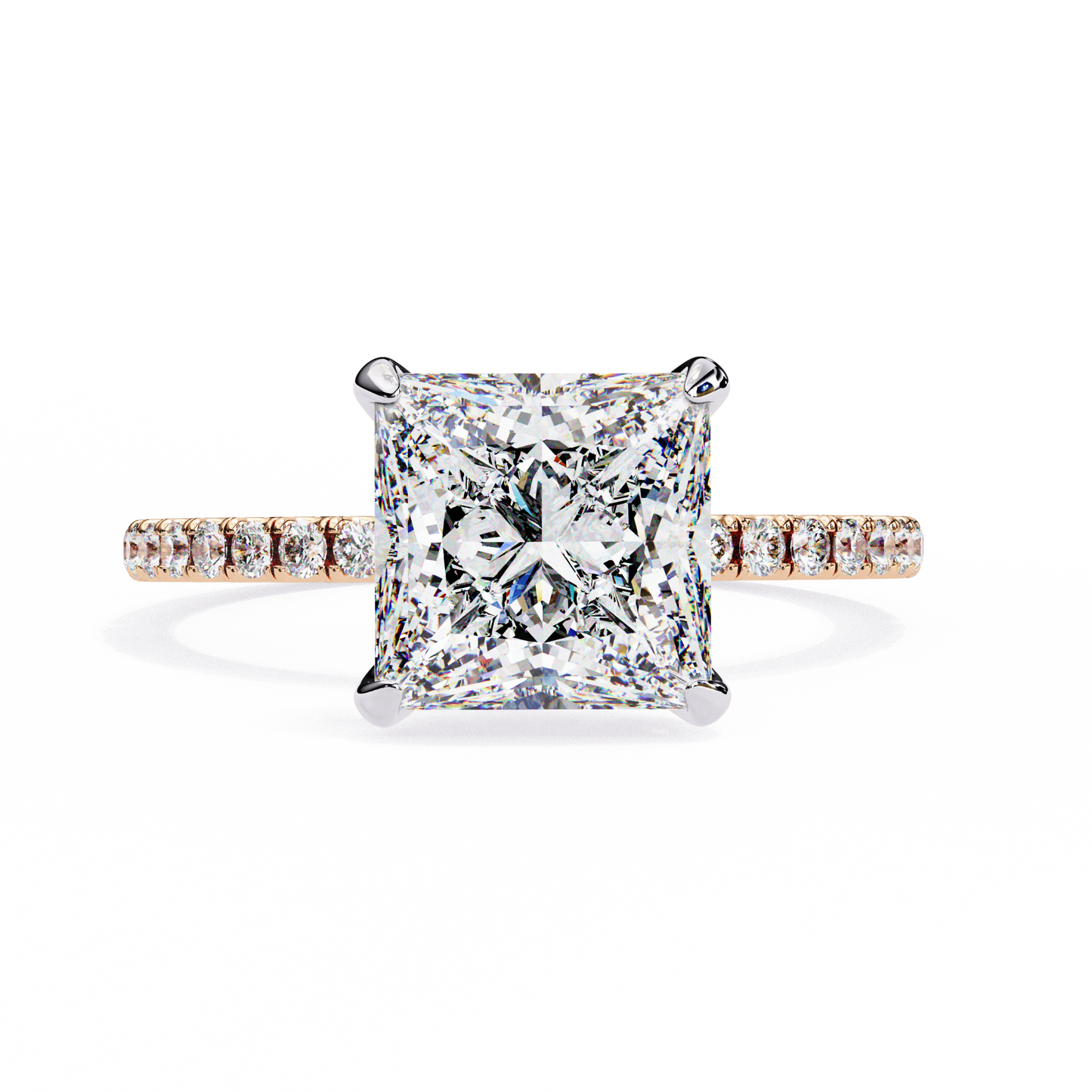 Geometric Taper – Princess & Round Lab Diamond Band in 14K Gold