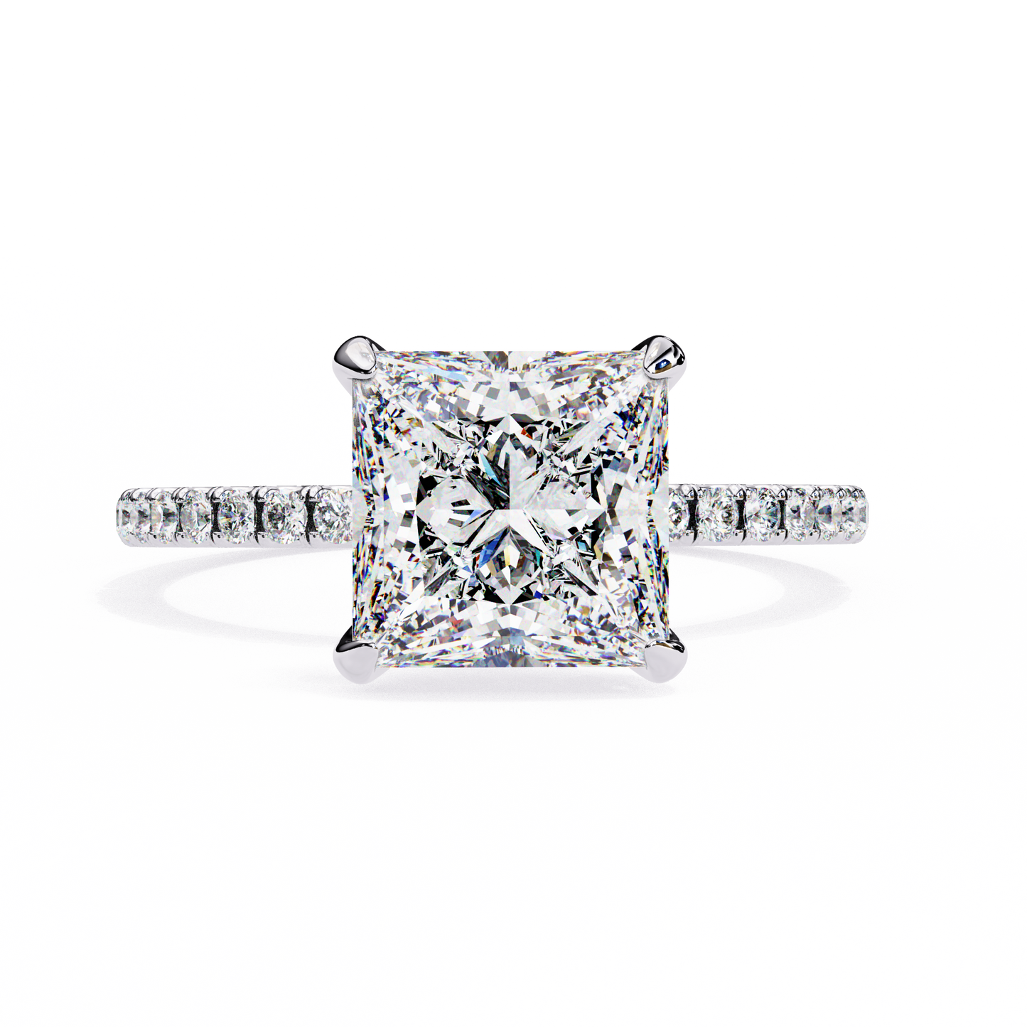 Geometric Taper – Princess & Round Lab Diamond Band in 14K Gold