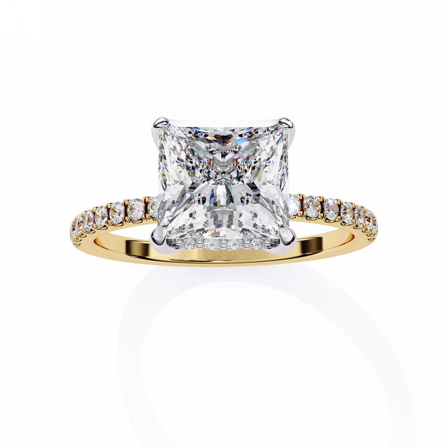 Geometric Taper – Princess & Round Lab Diamond Band in 14K Gold
