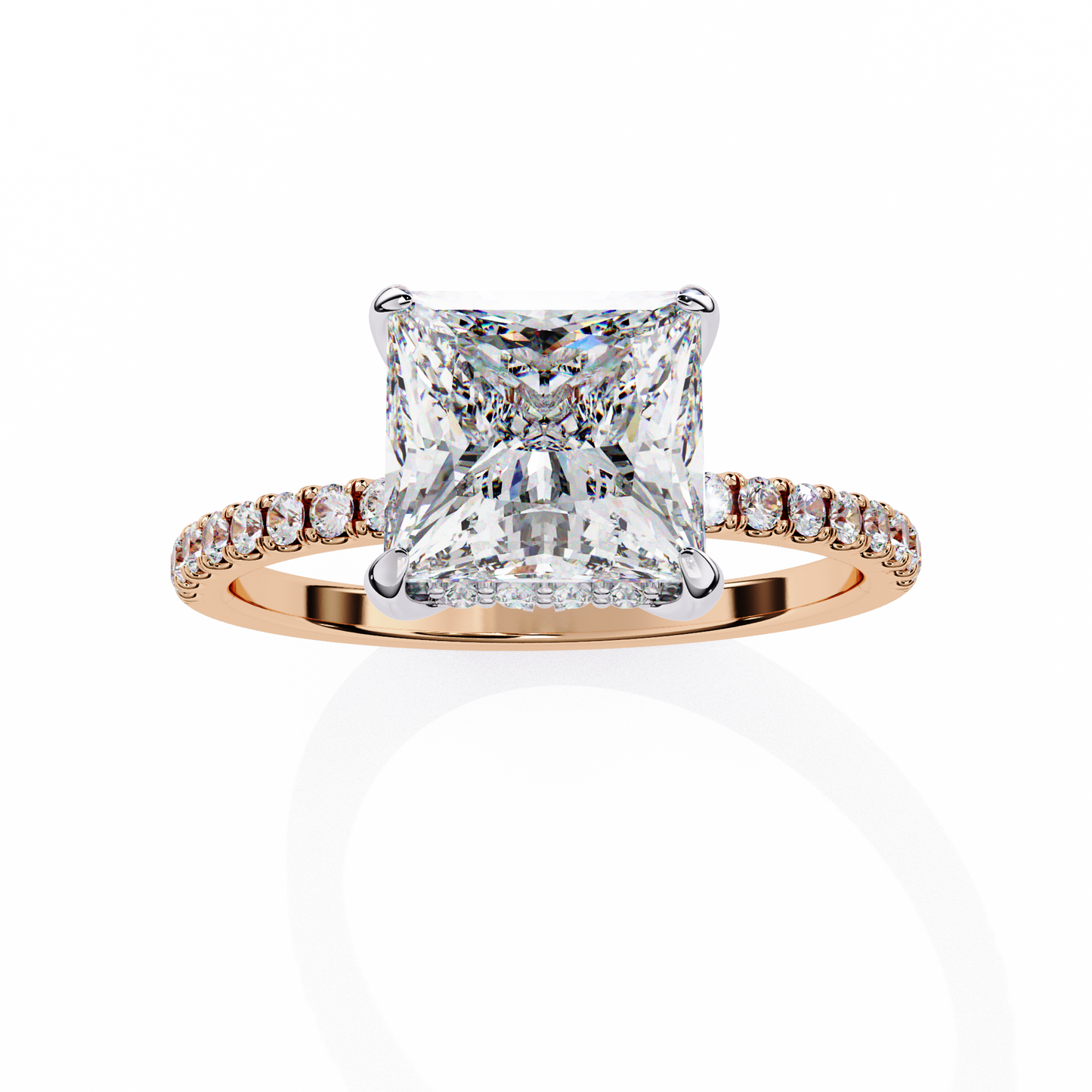 Geometric Taper – Princess & Round Lab Diamond Band in 14K Gold