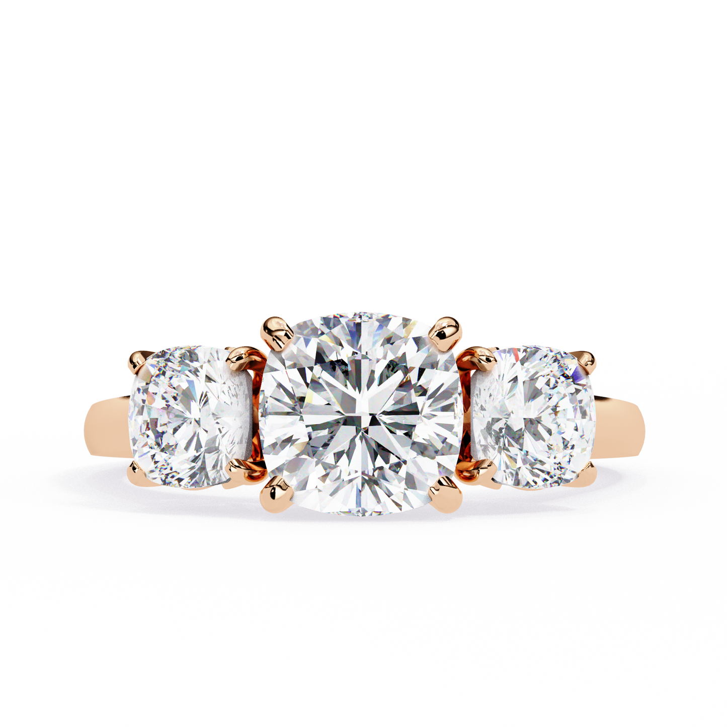 Trinity Regal – Cushion Trio Diamond Ring in 14K Gold