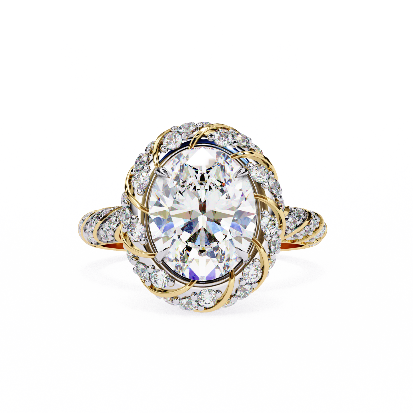 Oval Array – Lab Diamond Statement Band in 14K Gold
