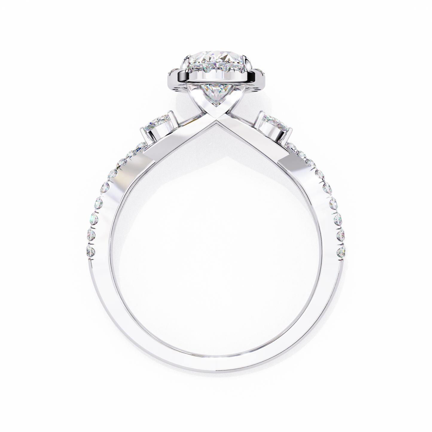 Oval Crown – Lab Diamond Ring with Tapered Band in 14K Gold