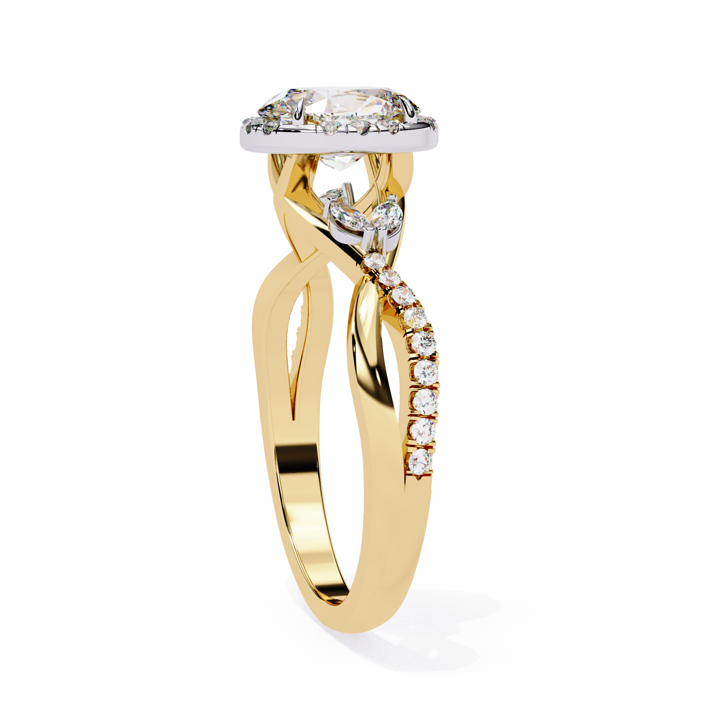 Oval Crown – Lab Diamond Ring with Tapered Band in 14K Gold