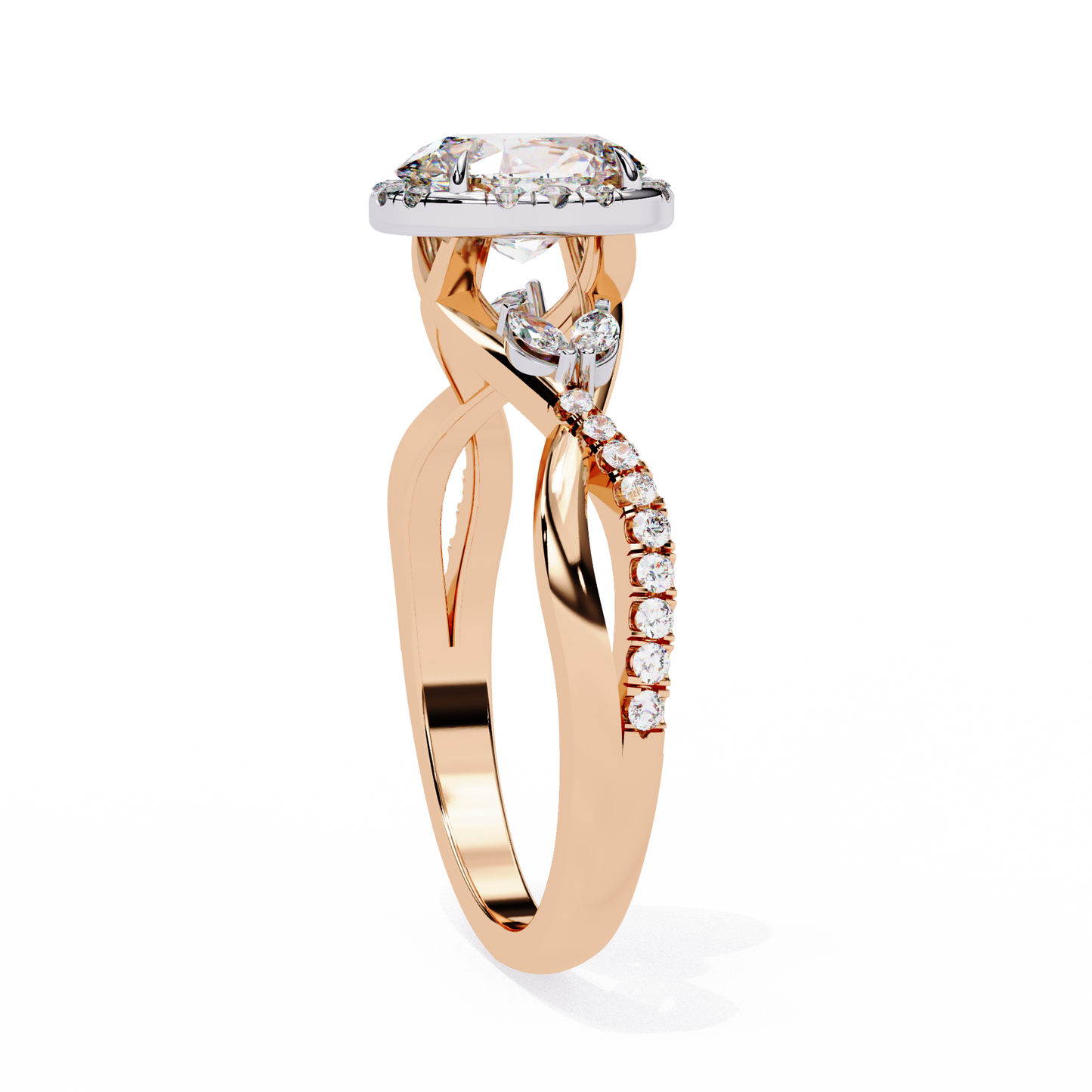 Oval Crown – Lab Diamond Ring with Tapered Band in 14K Gold