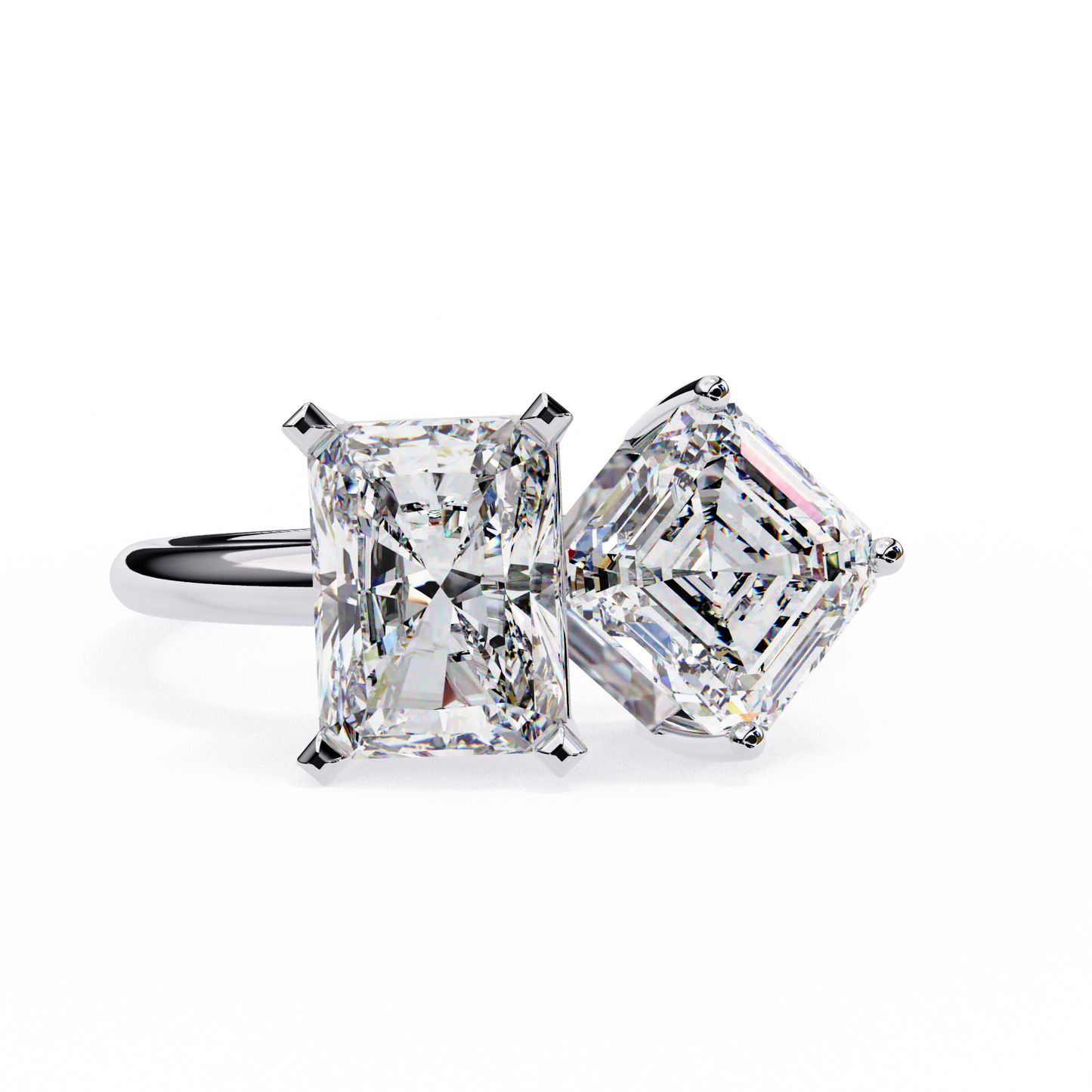 Toi et Moi – Lab Diamond Duo Ring with Radiant & Accent in 14K Gold