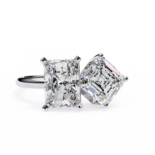 Toi et Moi – Diamond Duo Ring with Radiant & Asscher in 14K Gold
