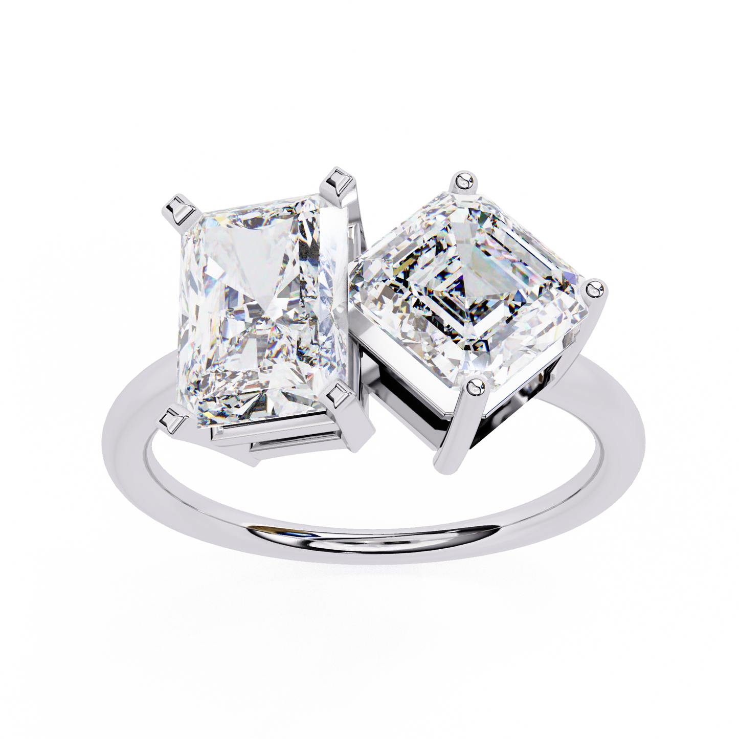 Toi et Moi – Lab Diamond Duo Ring with Radiant & Accent in 14K Gold