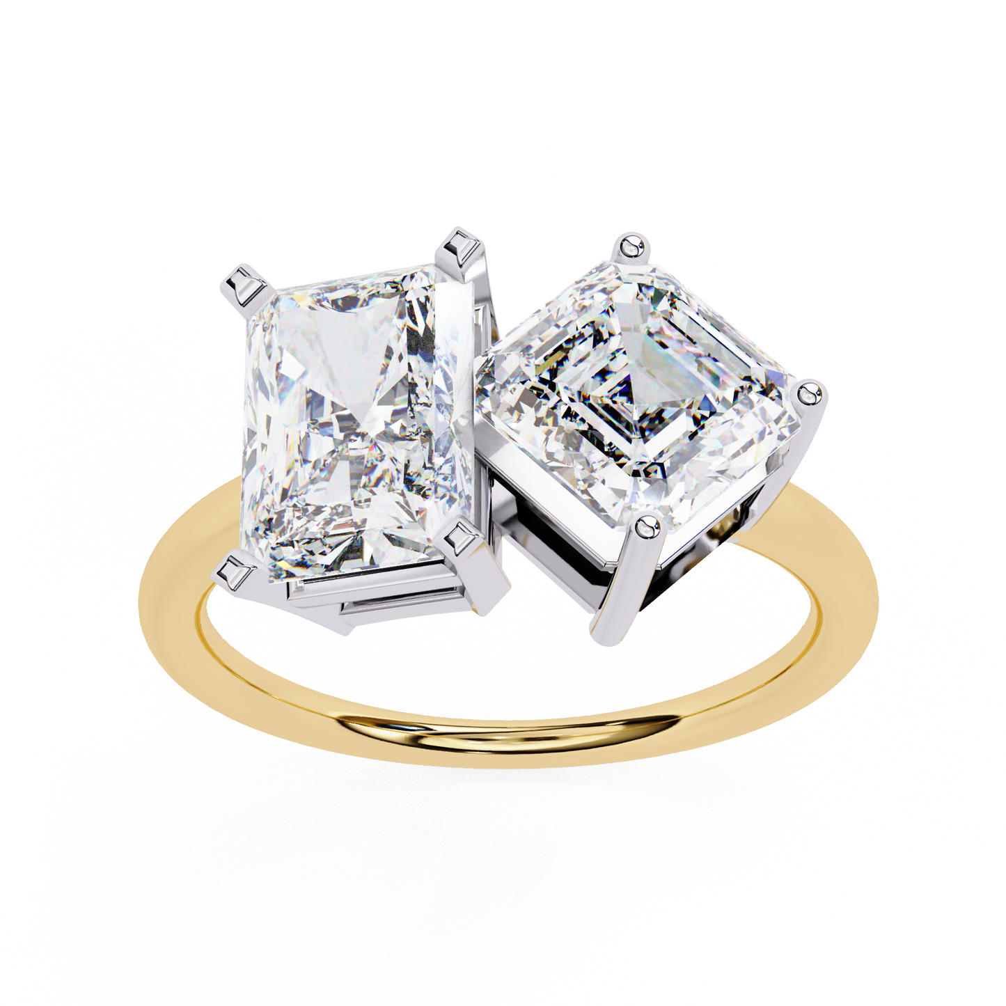 Toi et Moi – Lab Diamond Duo Ring with Radiant & Accent in 14K Gold