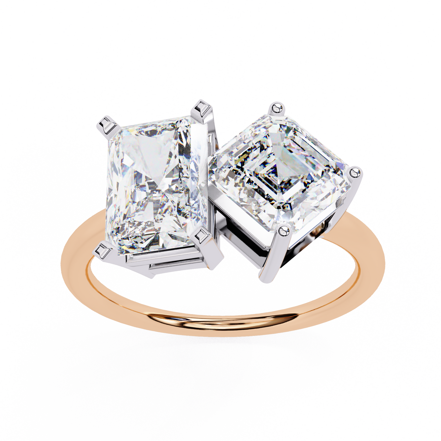 Toi et Moi – Lab Diamond Duo Ring with Radiant & Accent in 14K Gold