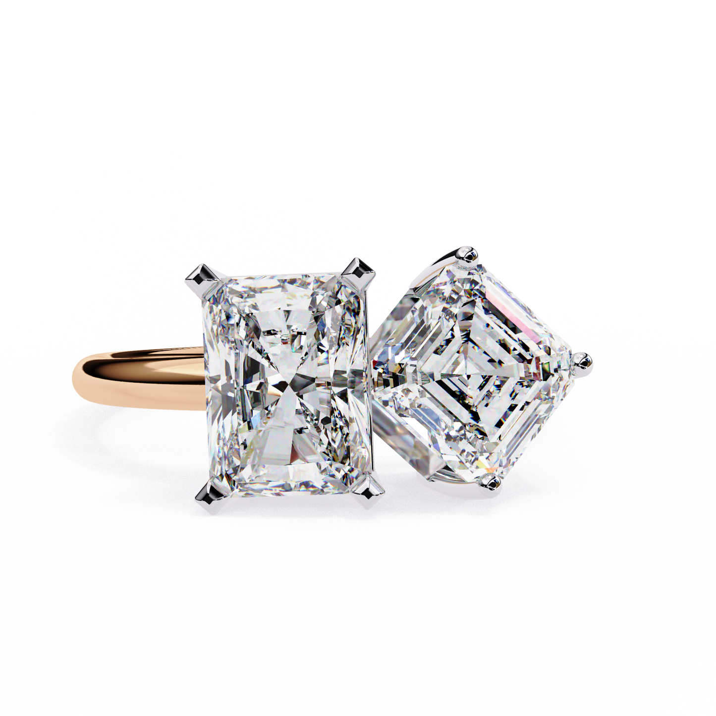 Toi et Moi – Lab Diamond Duo Ring with Radiant & Accent in 14K Gold