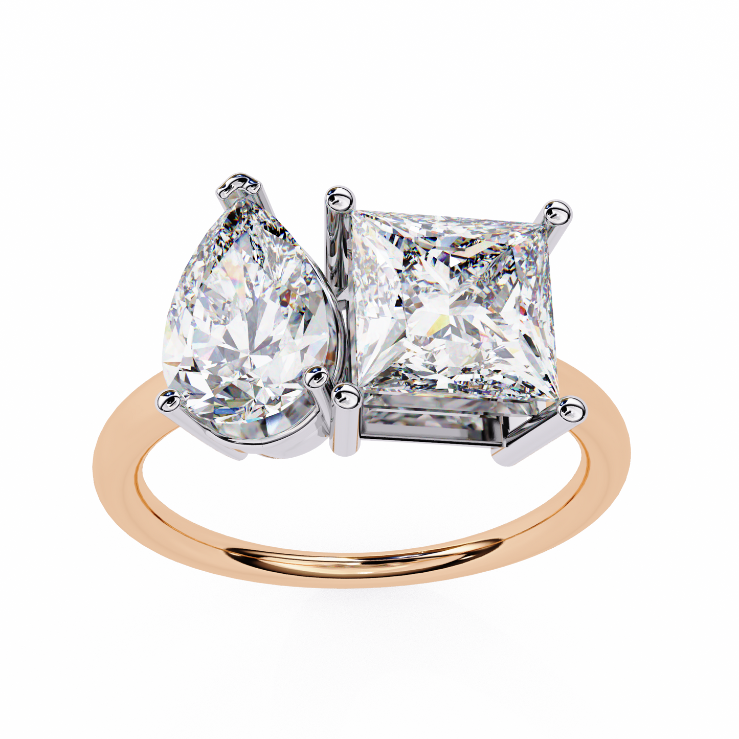 Toi Moi Fleur – Pear & Princess Diamond Open Ring in 14K Gold