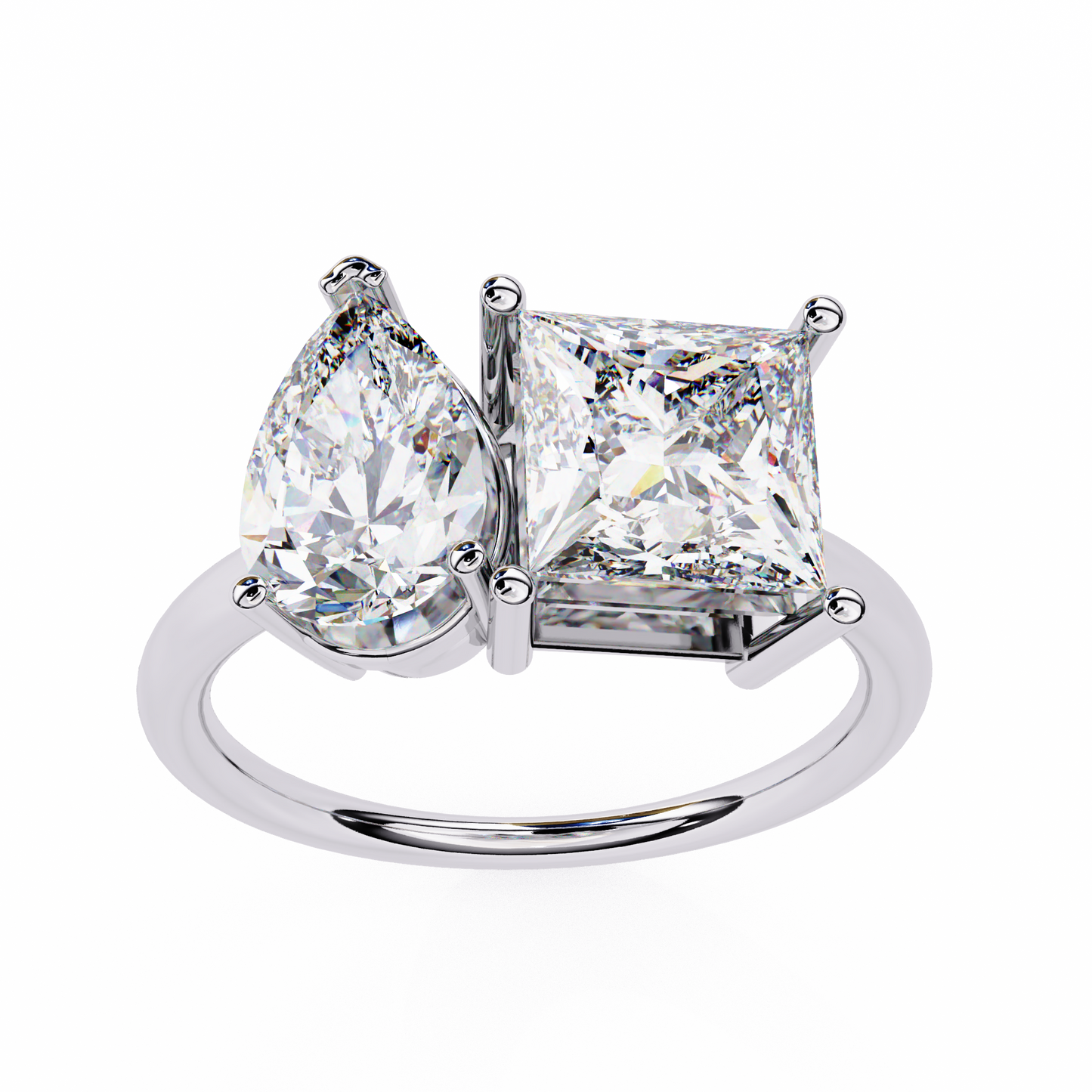 Toi Moi Fleur – Pear & Princess Diamond Open Ring in 14K Gold