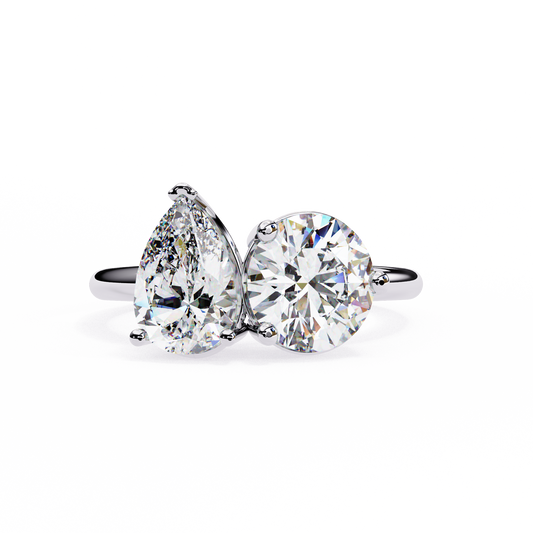 Toi Moi Pear – Dual Pear & Round Diamond Open Ring in 14K Gold