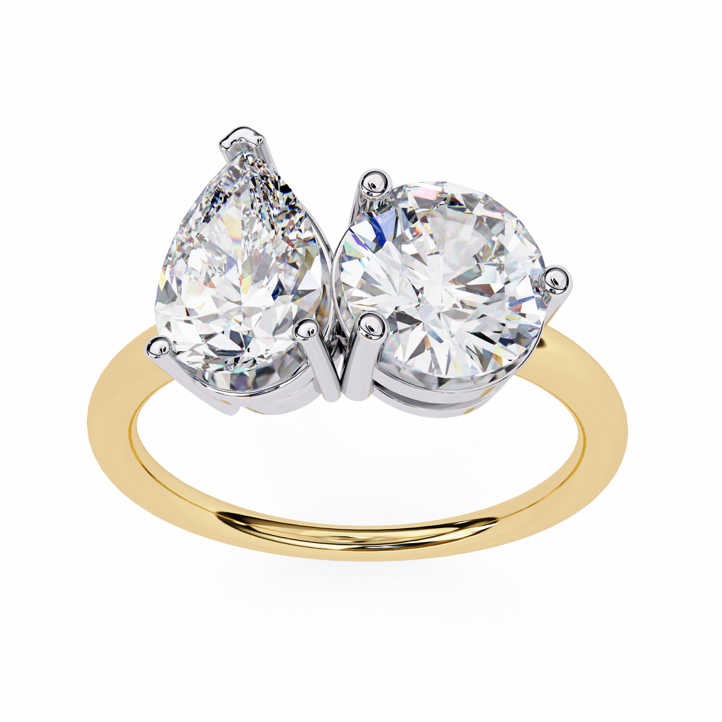 Toi Moi Pear – Dual Pear & Round Lab Diamond Open Ring in 14K Gold