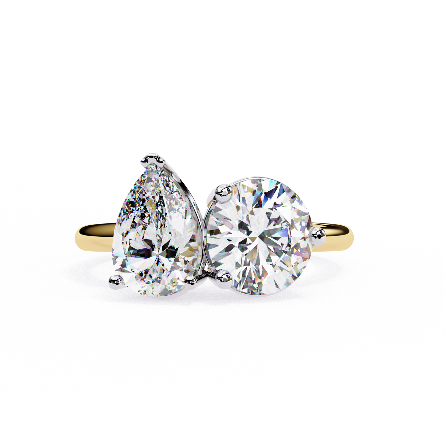 Toi Moi Pear – Dual Pear & Round Lab Diamond Open Ring in 14K Gold