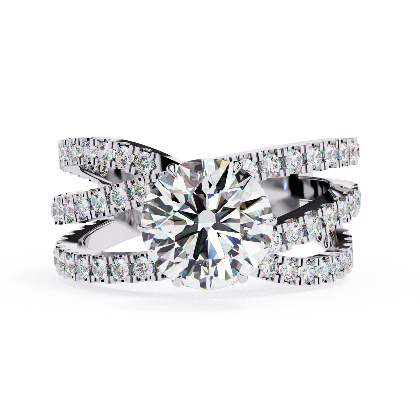 Round Whisper – Lab Diamond Pavé Band with Satin Gold in 14K