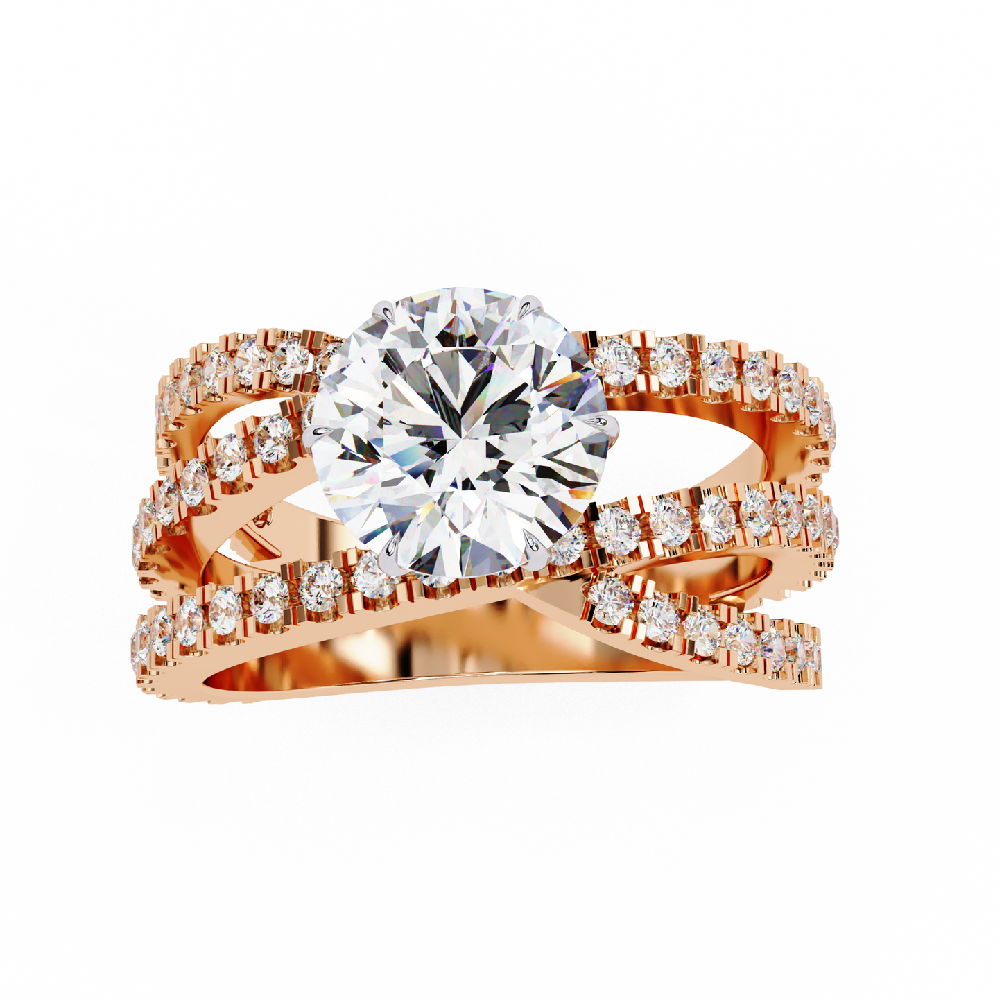 Round Whisper – Lab Diamond Pavé Band with Satin Gold in 14K
