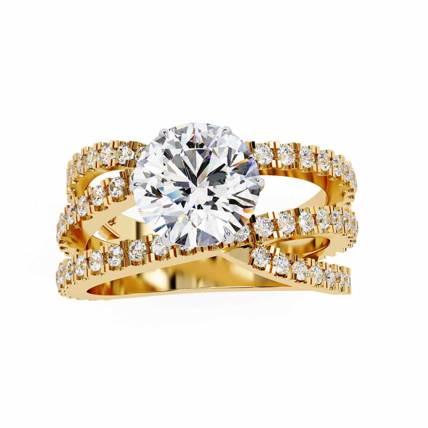Round Whisper – Lab Diamond Pavé Band with Satin Gold in 14K