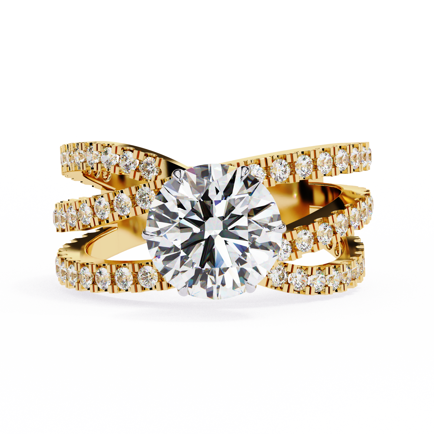 Round Whisper – Lab Diamond Pavé Band with Satin Gold in 14K
