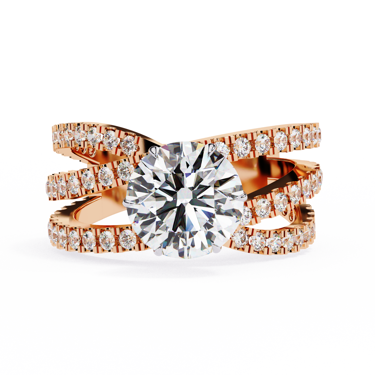 Round Whisper – Lab Diamond Pavé Band with Satin Gold in 14K
