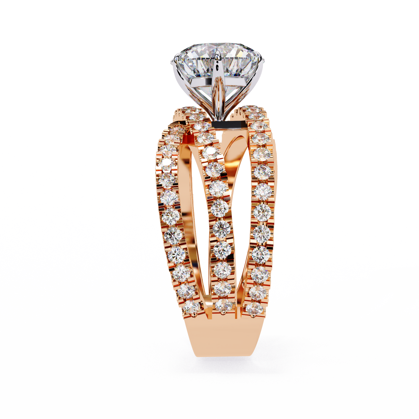Round Whisper – Lab Diamond Pavé Band with Satin Gold in 14K