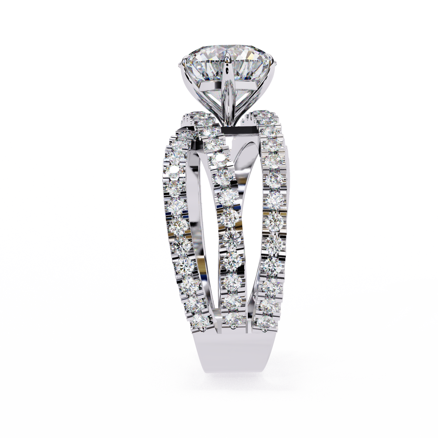 Round Whisper – Lab Diamond Pavé Band with Satin Gold in 14K