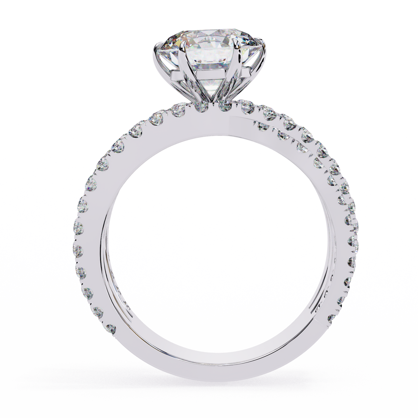 Round Whisper – Lab Diamond Pavé Band with Satin Gold in 14K