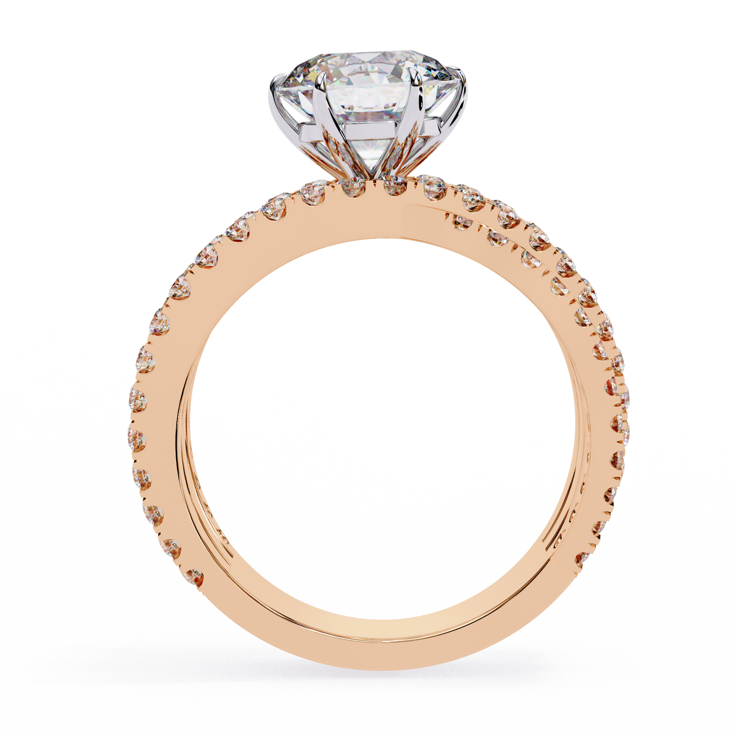 Round Whisper – Lab Diamond Pavé Band with Satin Gold in 14K