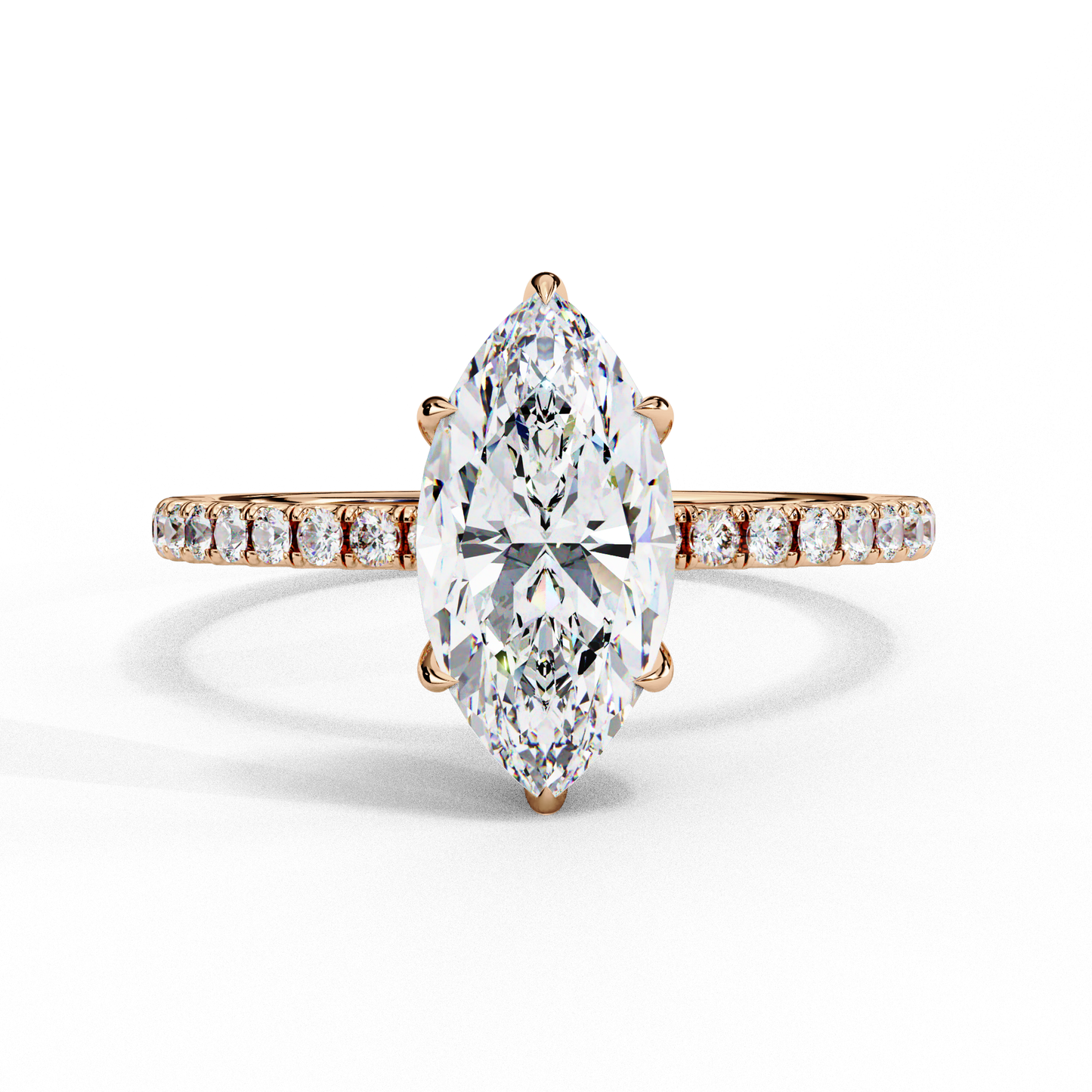 Flare Crest – Marquise & Round Lab Diamond Fan Ring