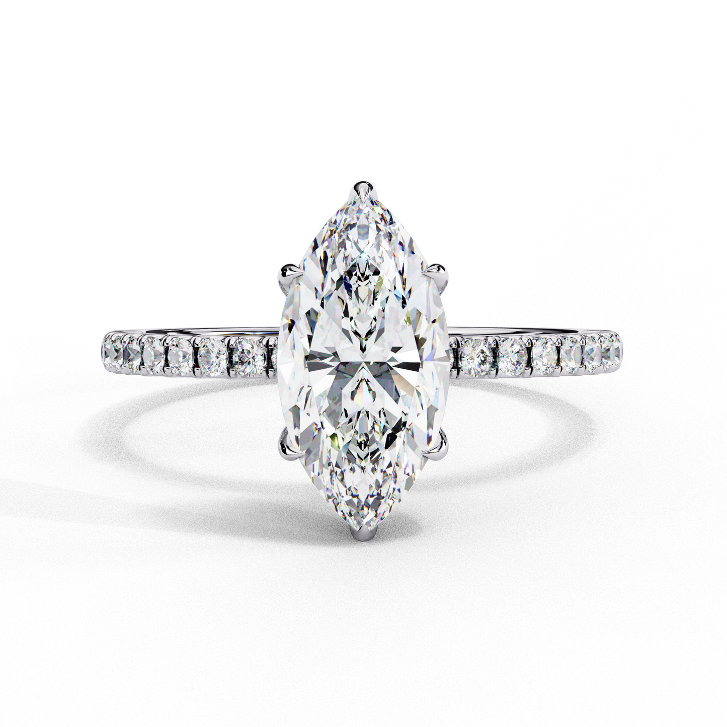 Flare Crest – Marquise & Round Lab Diamond Fan Ring