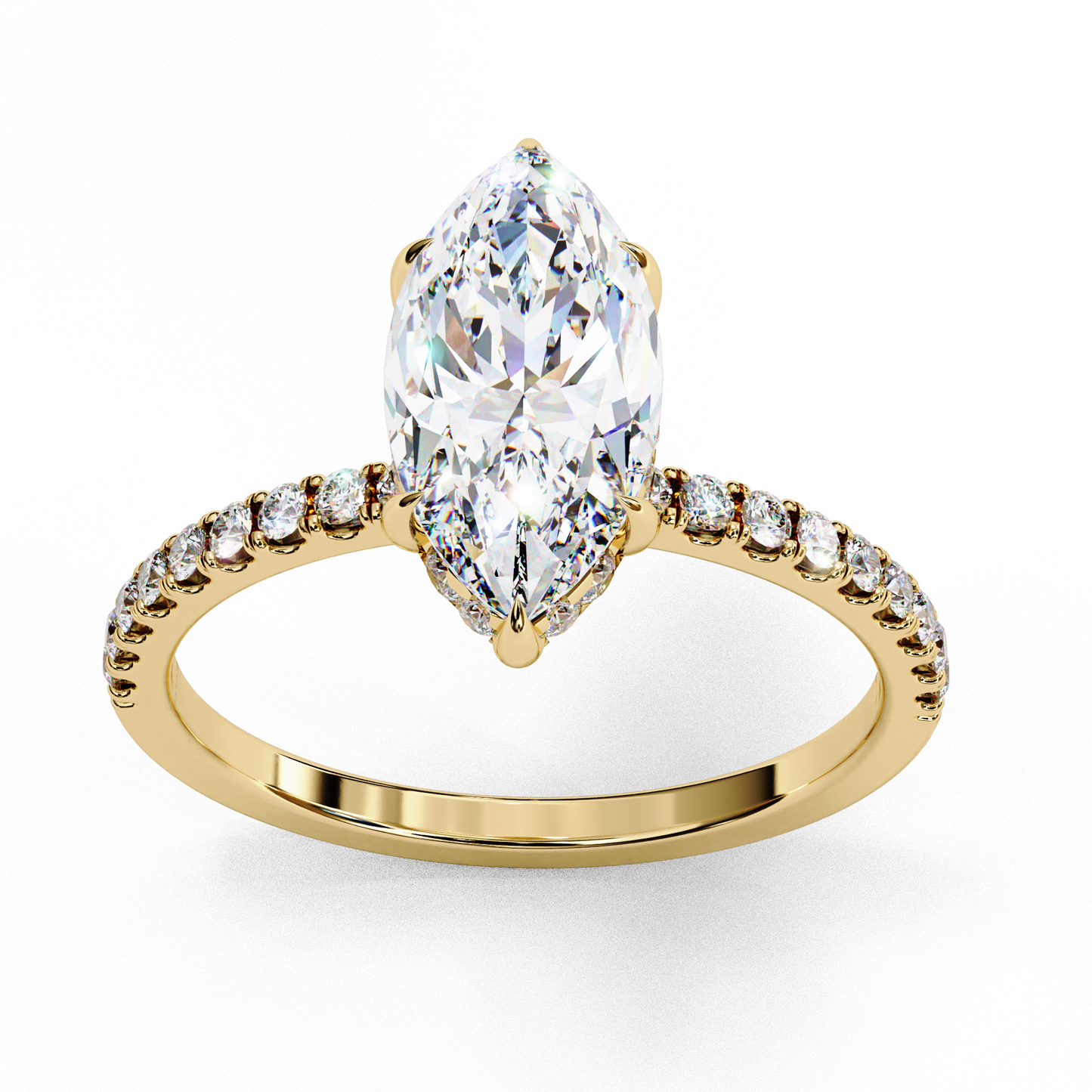 Flare Crest – Marquise & Round Lab Diamond Fan Ring