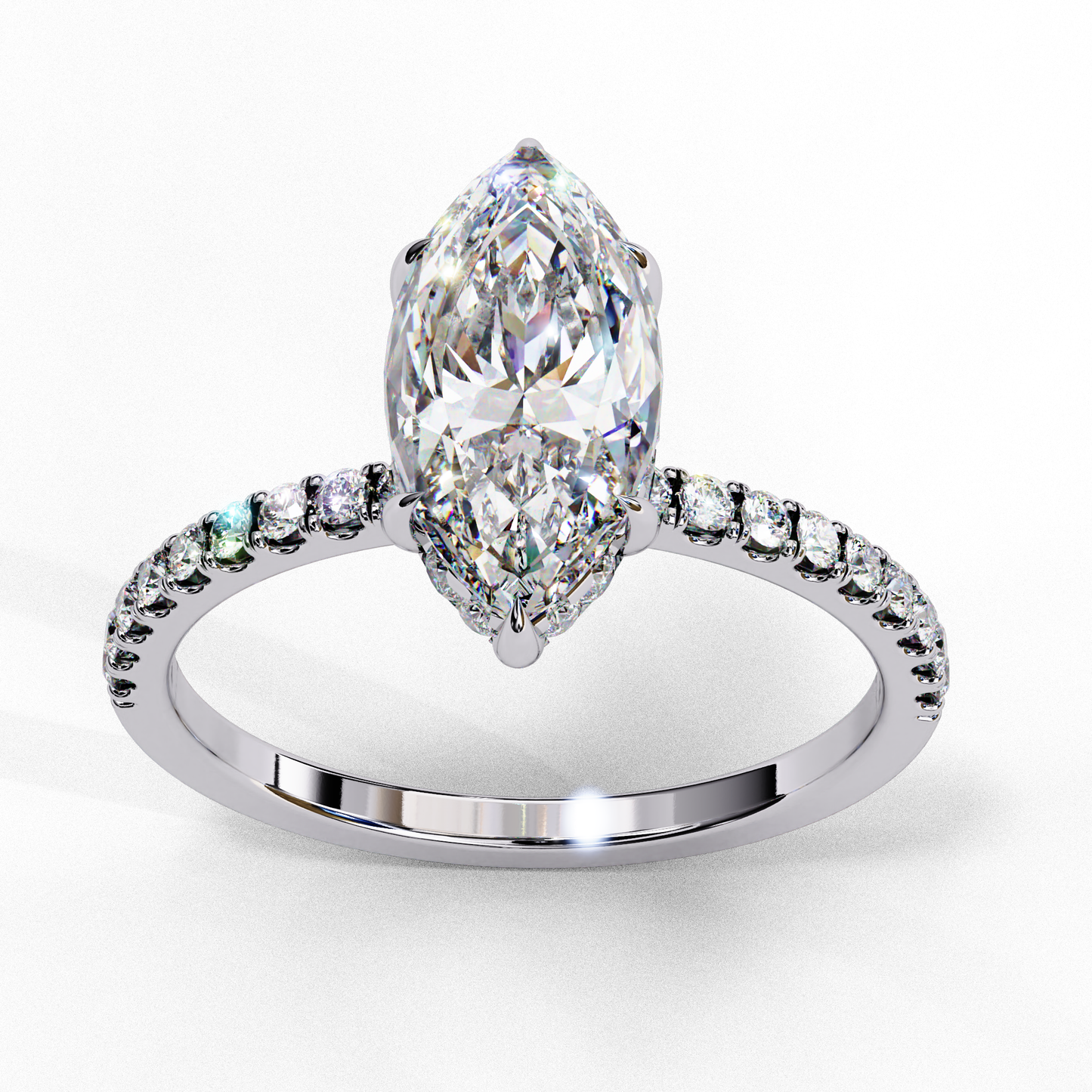 Flare Crest – Marquise & Round Lab Diamond Fan Ring