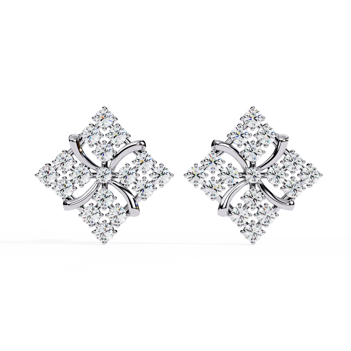 Florence Bloom – Cluster Diamond Stud Earrings in 14K Gold