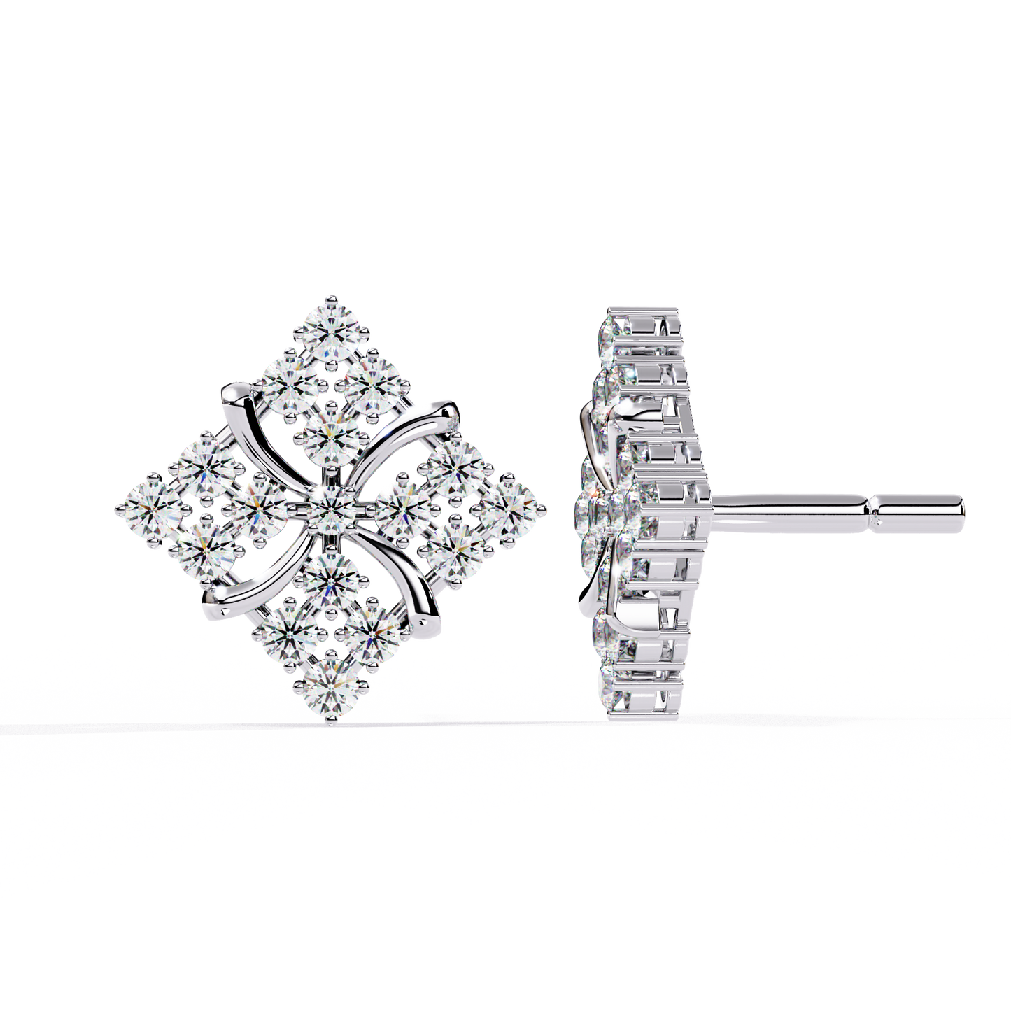 Florence Bloom – Cluster Diamond Stud Earrings in 14K Gold