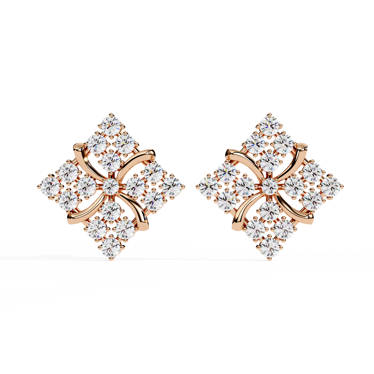 Florence Bloom – Cluster Diamond Stud Earrings in 14K Gold