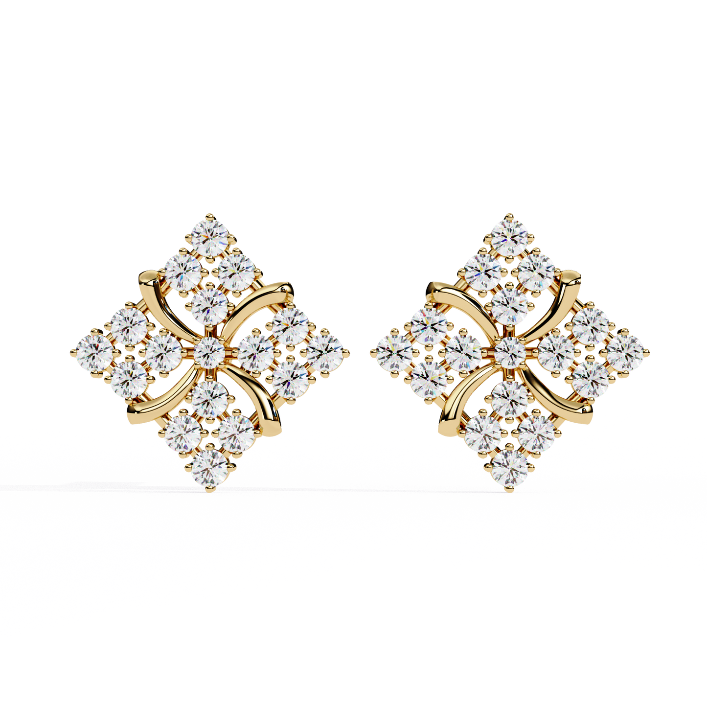 Florence Bloom – Cluster Diamond Stud Earrings in 14K Gold