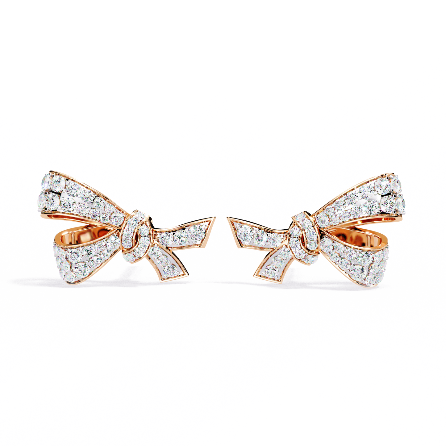 Petite Ribbons – Micro Pavé Lab Diamond Bow Studs in 14K Gold