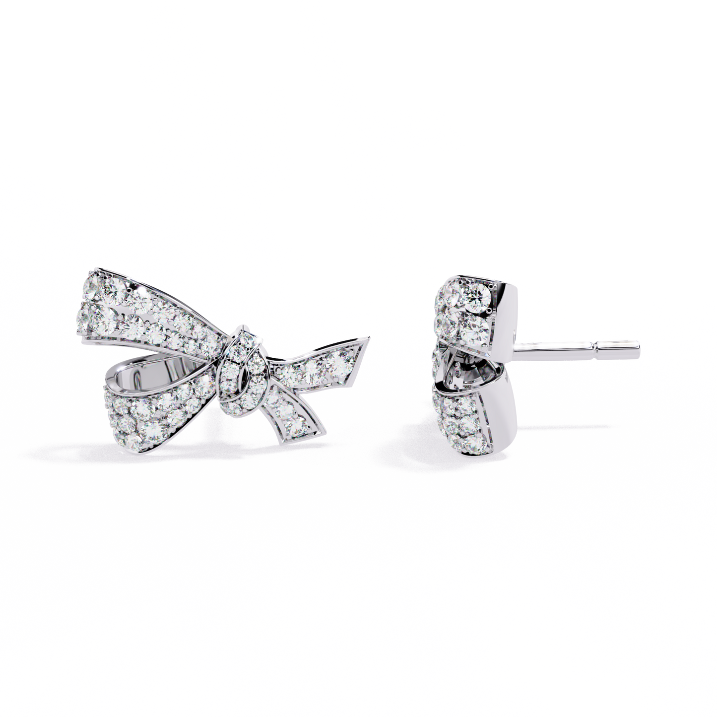 Petite Ribbons – Micro Pavé Lab Diamond Bow Studs in 14K Gold