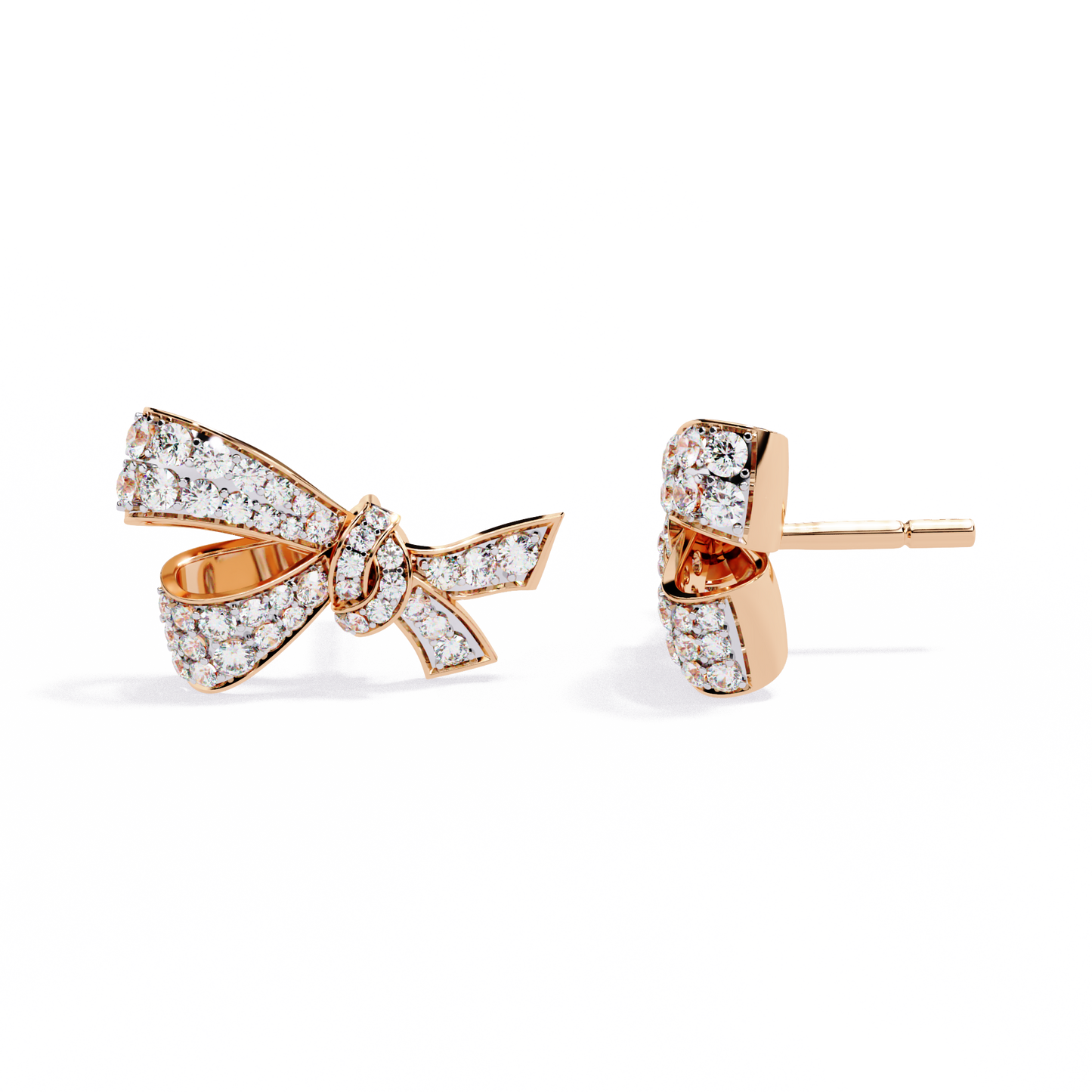 Petite Ribbons – Micro Pavé Lab Diamond Bow Studs in 14K Gold