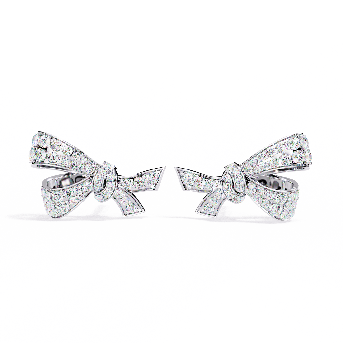 Petite Ribbons – Micro Pavé Lab Diamond Bow Studs in 14K Gold