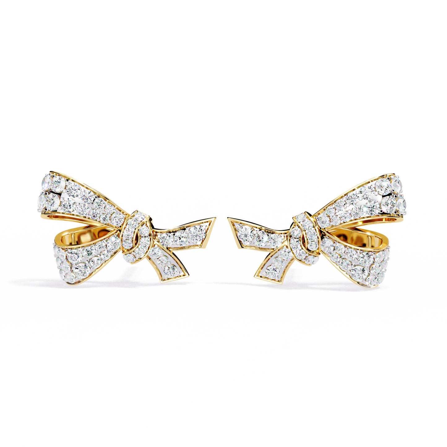 Petite Ribbons – Micro Pavé Lab Diamond Bow Studs in 14K Gold