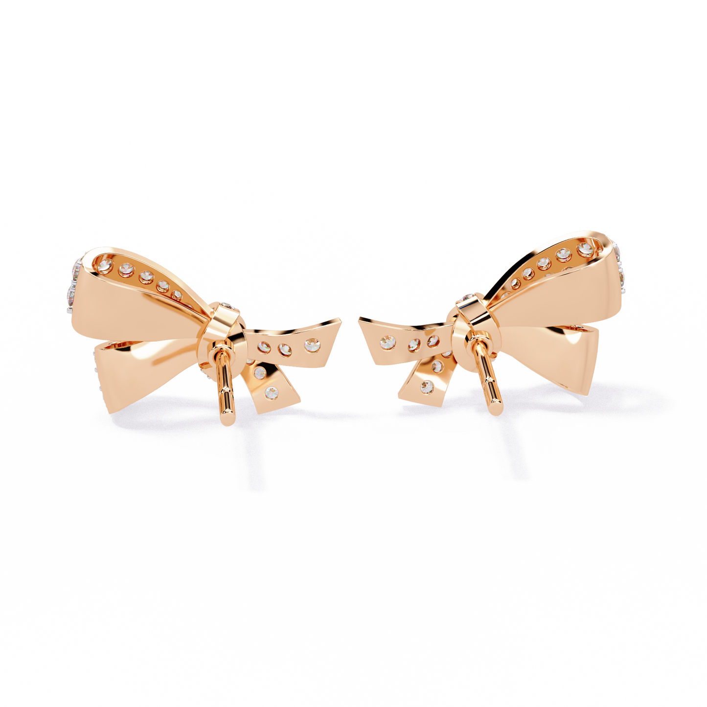 Petite Ribbons – Micro Pavé Lab Diamond Bow Studs in 14K Gold