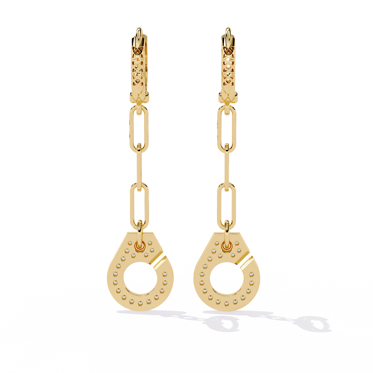 Linked Luxe – Diamond Chain Drop Earrings in 14K Gold