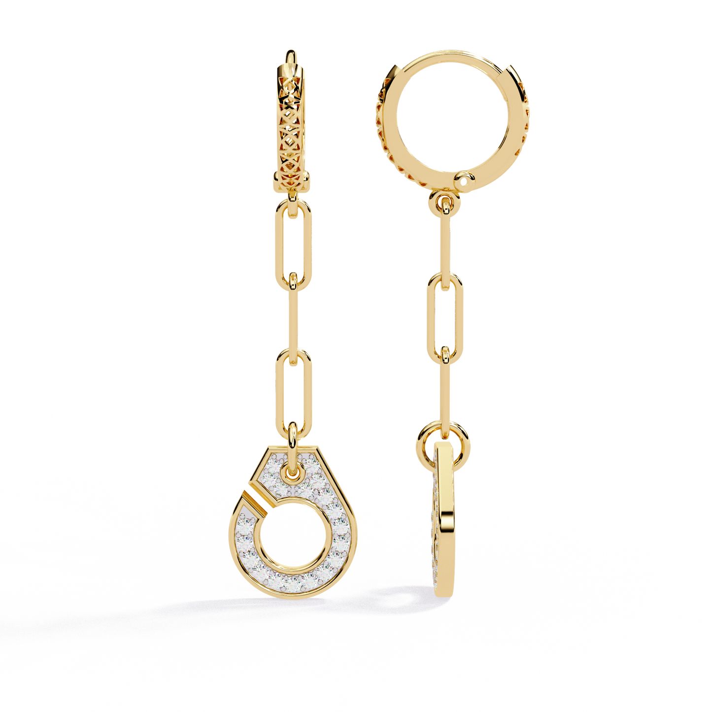 Linked Luxe – Lab Diamond Chain Drop Earrings in 14K Gold