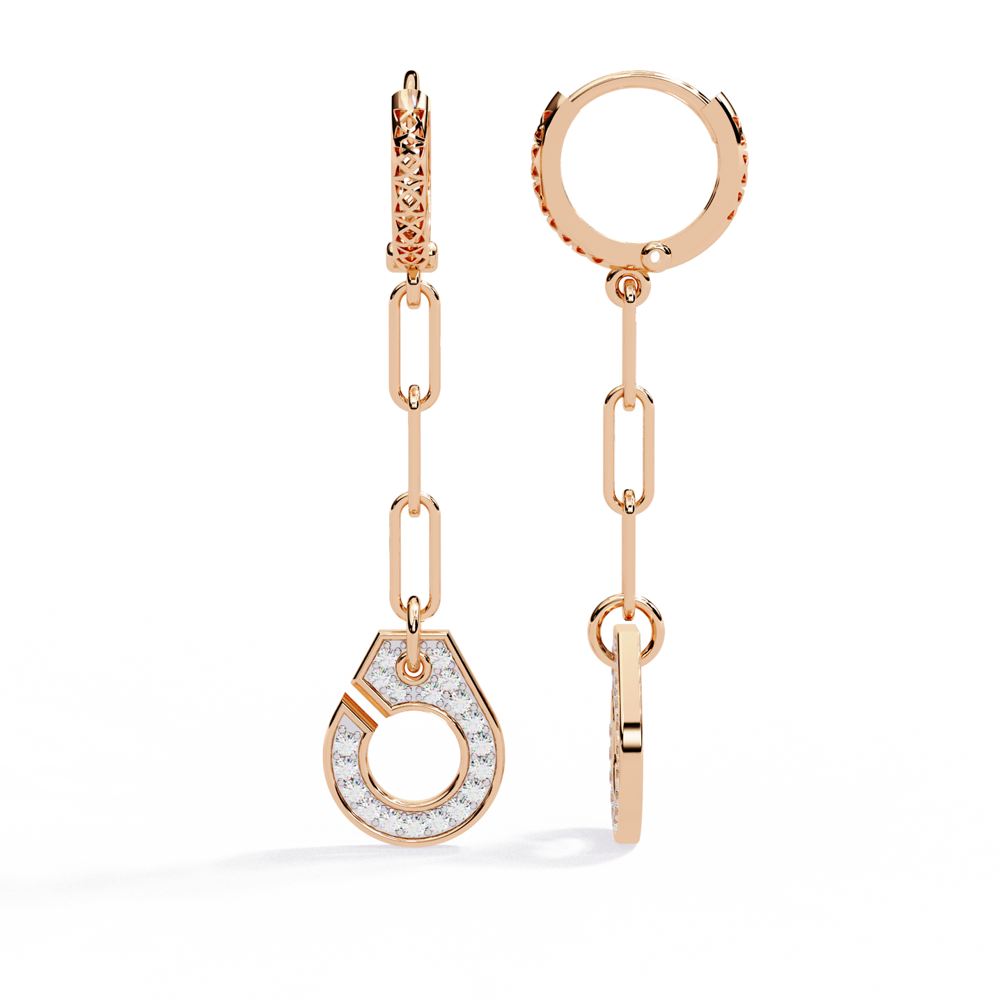 Linked Luxe – Lab Diamond Chain Drop Earrings in 14K Gold